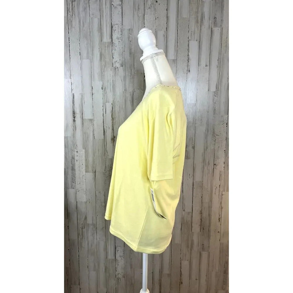Vintage NWT Sag Harbor Sport Women's Large Yellow Short Sleeve Crew‎ Neck Top - Picture 8 of 8